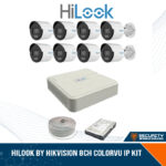 HiLook by Hikvision 8ch ColorVu IP Kit - 8ch NVR - 8 x 2MP IP ColorVu bullet cameras 30m Night vision, 2TB HDD, 100m. Cable