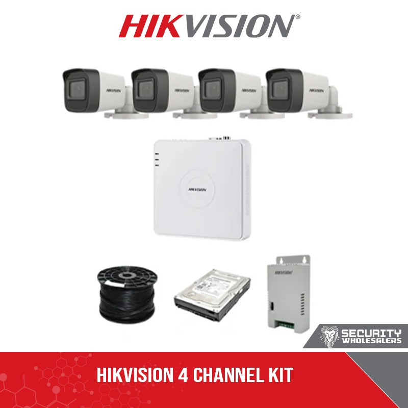 HikVision 4 Ch Turbo HD Kit - Embedded DVR - 4 x HD1080P Camera - 20M Night vision - 500GB HD - 100m Cable