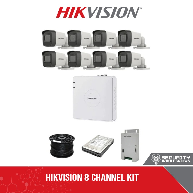 HikVision 8 Ch Turbo HD Kit - Embedded DVR - 8 x HD1080P Camera - 20M Night vision - 1TB HD - 100m Cable