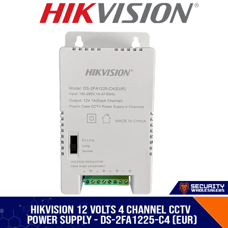 Hikvision 12 Volts 4 Channel CCTV Power Supply - DS-2FA1225-C4 (EUR)