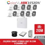 Hikvision 8ch Turbo HD Kit - HD DVR - 8 x 1080p ColorVu cameras - 20m Full colour night vision - 1TB HDD - 100m Cable