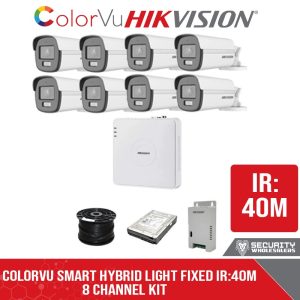 Hikvision 8ch Turbo HD Kit - HD DVR - 8 x 1080p ColorVu cameras - 40m Full colour night vision - 1TB HDD - 100m Cable