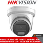 Hybrid ColorVu 4MP turret 2.8mm lens 40m hybrid IR/white light 130dB WDR microphone 12VDC/POE (DS-2CD2347G2H-LIU 2.8MM)