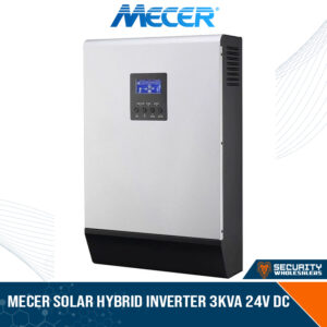 SOL-SSINV3KVA Mecer Solar Hybrid Inverter 3KVA 24V DC PMW no Parallel, Built-in 1200W PWM Solar Charge Controller, Configurable Input Voltage and Battery Charging Current, Configurable AC/Solar Charger Priority, Compatible to Mains Voltage and Generator Power, 24V Battery Input, Pure Sine Wave