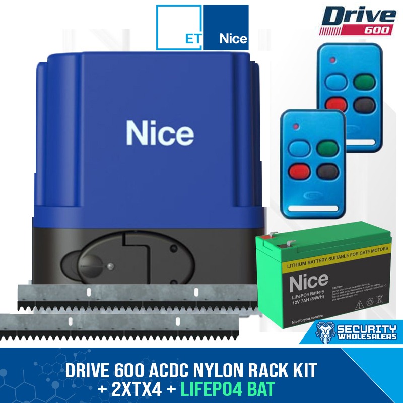 Nice Drive 600 ACDC Nylon Rack Kit + 2xTX4 + LiFePO4 Battery - 00506-630