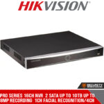 Pro series 16ch NVR  2 SATA up to 10TB up to  8MP recording  1ch facial recognition/4ch face capture 4/1 alarm IO (DS-7616NXI-K2)