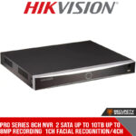 Pro series 8ch NVR  2 SATA up to 10TB up to  8MP recording  1ch facial recognition/4ch face capture 4/1 alarm IO (DS-7608NXI-K2)