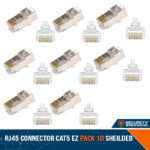RJ45 Connector Cat5 EZ Pack 10 SHEILDED