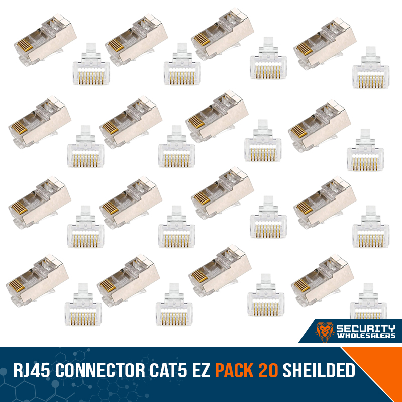 RJ45 Connector Cat5 EZ Pack 20 SHEILDED