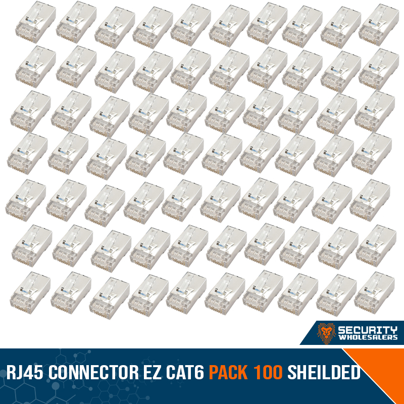RJ45 Connector EZ Cat6 Pack 100 SHEILDED