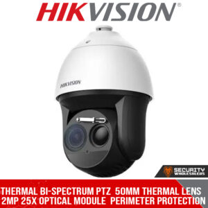 Thermal bi-spectrum PTZ  50mm Thermal lens  2MP 25x optical module  Perimeter protection VCA  Fire detection VCA  Smart tracking  Anti-Corrosion coating 24VAC/36-48VDC/Hi-POE (DS-2TD4137-50/WY)