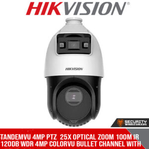 TandemVu 4MP PTZ  25x optical zoom 100m IR 120dB WDR 4MP ColorVu bullet channel with 30m illumination 12VDC/POE+ (DS-2SE4C425MWG-E(14F0))