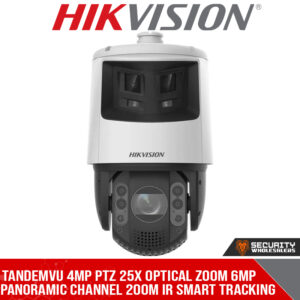 TandemVu 4MP PTZ 25x optical zoom 6MP panoramic channel 200m IR Smart tracking  built-in strobe-light & siren 24VAC/Hi-POE (DS-2SE7C425MWG-EB/26(F0))