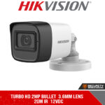 Turbo HD 2MP bullet  3.6mm lens  20m IR  12VDC (DS-2CE16D0T-EXIF 3.6MM)