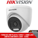 Turbo HD 2MP plastic turret  2.8mm lens 20m IR/20m white light  12VDC (DS-2CE76D0T-EXLPF 2.8MM)