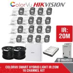 Hikvision 16ch Turbo HD Kit - HD DVR - 16 x 1080p ColorVu cameras - 20m Full colour night vision - 2x1TB HDD - 2x 100m Cable