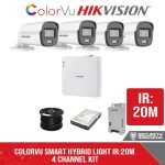 Hikvision 4ch Turbo HD Kit - HD DVR - 4 x 1080p ColorVu cameras - 20m Full colour night vision - 500GB HDD - 100m Cable