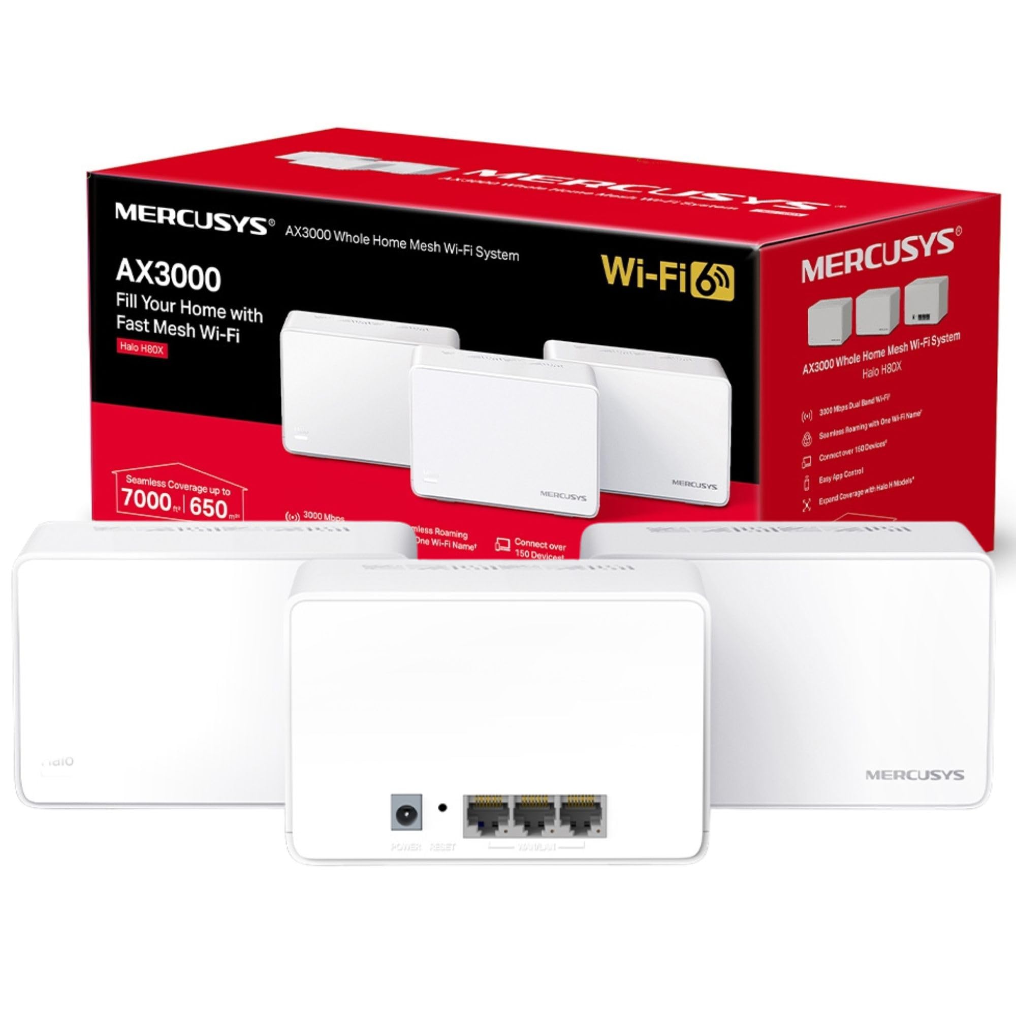 TP-Link Mercusys Halo H80X (3-Pack) AX3000 Wi-Fi 6 Mesh System - Image 2
