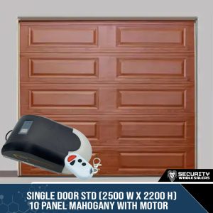 Single Door STD (2500 W x 2200 H) 10 Panel Mahogany With Motor