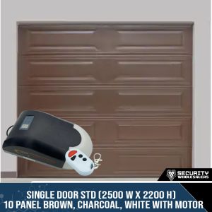 Single Door STD (2500 W x 2200 H) 10 Panel Brown, Charcoal, White With Motor
