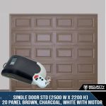Single Door STD (2500 W × 2200 H) – 20 Panel – Brown, Charcoal, White With Motor