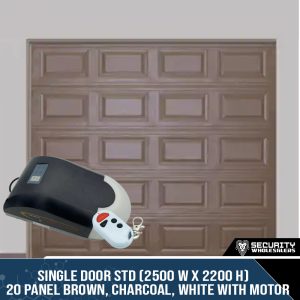 Single Door STD (2500 W × 2200 H) – 20 Panel – Brown, Charcoal, White With Motor