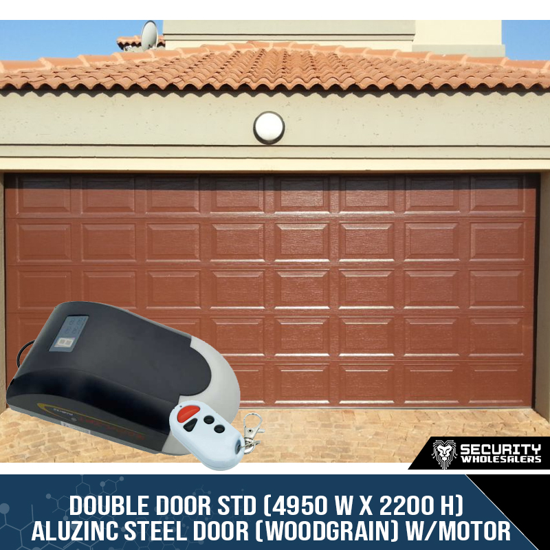 Double Door STD (4950 W x 2200 H) ALUZINC STEEL DOOR (WOODGRAIN) White, Brown, Charcoal With Motor