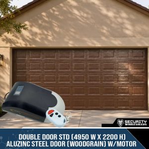Double Door STD (4950 W x 2200 H) ALUZINC STEEL DOOR (WOODGRAIN) Woodlook-Mahog/Imbu/Teak With Motor