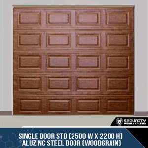 Single Door STD (2500 W x 2200 H) ALUZINC STEEL DOOR (WOODGRAIN) White, Brown, Charcoal
