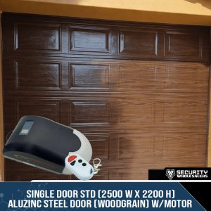 Single Door STD (2500 W x 2200 H) ALUZINC STEEL DOOR (WOODGRAIN) Woodlook-Mahog/Imbu/Teak With Motor