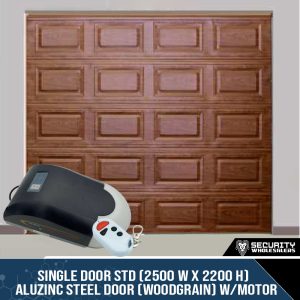 Single Door STD (2500 W x 2200 H) ALUZINC STEEL DOOR (WOODGRAIN) White, Brown, Charcoal With Motor
