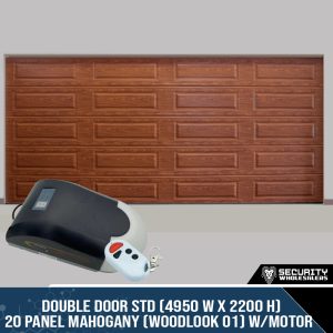 Double Door STD (4950 W x 2200 H) 20 Panel Mahogany (Woodlook 01) With Motor