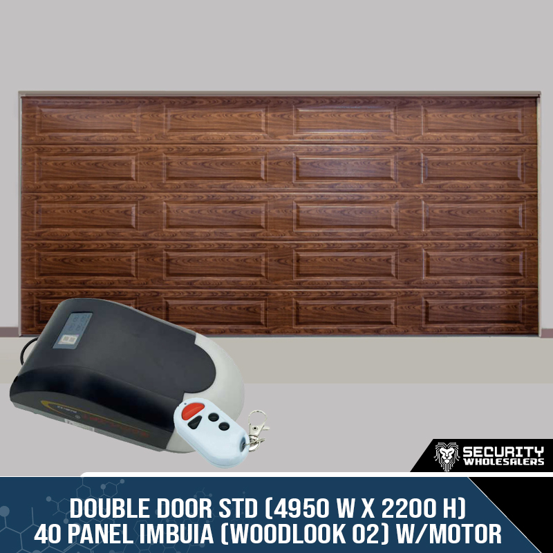 Double Door STD (4950 W x 2200 H) – 40 Panel Imbuia (Woodlook 02) With Motor