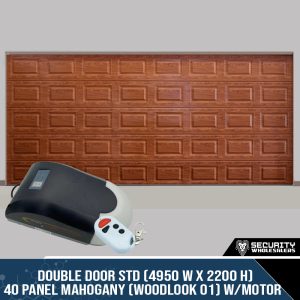 Double Door STD (4950 W x 2200 H) 40 Panel Mahogany (Woodlook 01) With Motor