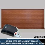 Double Door STD (4950 W x 2200 H) Horizontal Mahogany (Woodlook 01) With Motor
