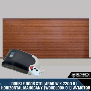 Double Door STD (4950 W x 2200 H) Horizontal Mahogany (Woodlook 01) With Motor