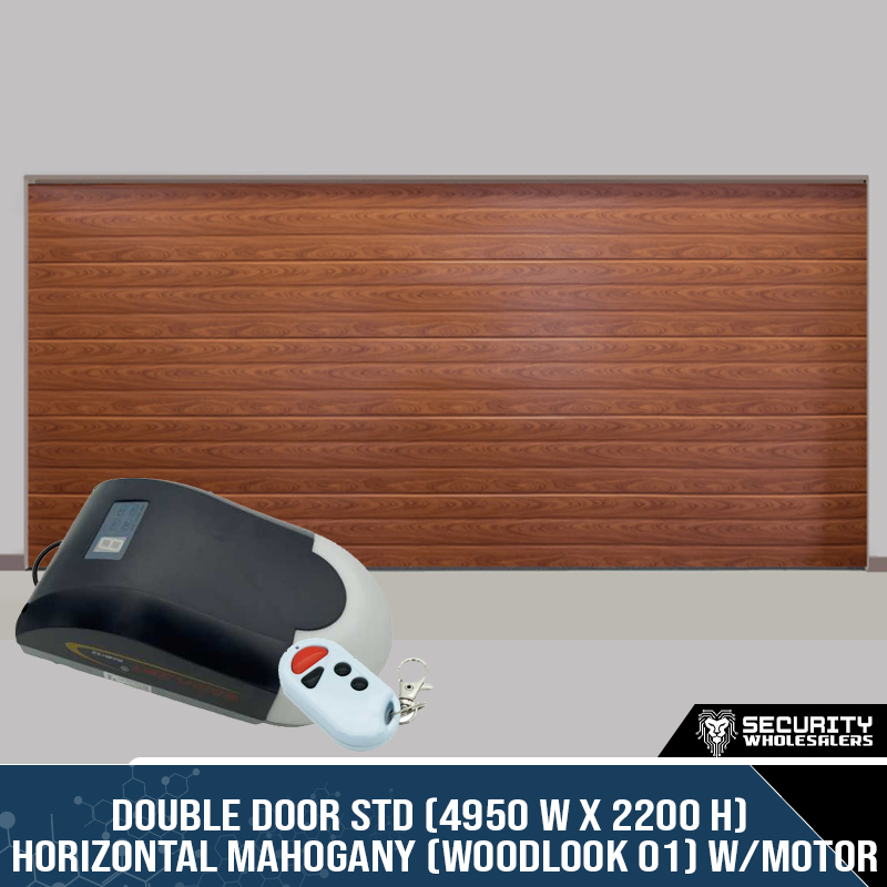 Double Door STD (4950 W x 2200 H) Horizontal Mahogany (Woodlook 01) With Motor
