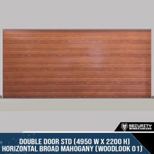 Double Door STD (4950 W x 2200 H) Horizontal Broad Mahogany (Woodlook 01)