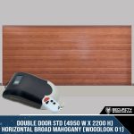 Double Door STD (4950 W x 2200 H) Horizontal Broad Mahogany (Woodlook 01) With Motor