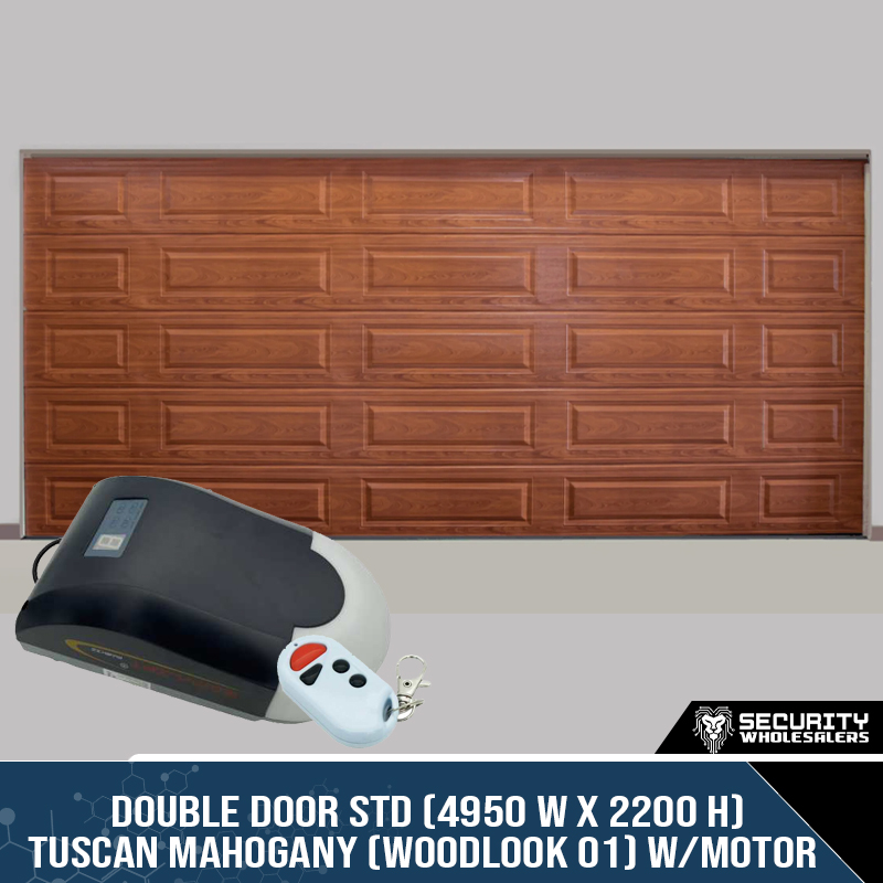 Double Door STD (4950 W x 2200 H) Tuscan Mahogany (Woodlook 01) With Motor