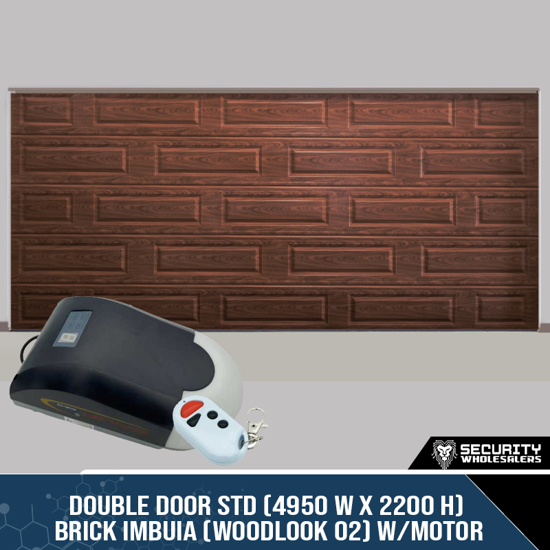 Double Door STD (4950 W x 2200 H) – Brick Imbuia (Woodlook 02) With Motor
