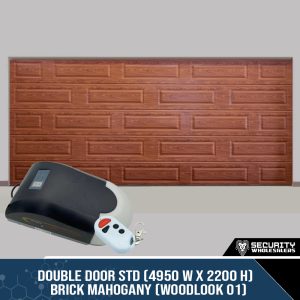 Double Door STD (4950 W x 2200 H) Brick Mahogany (Woodlook 01) With Motor