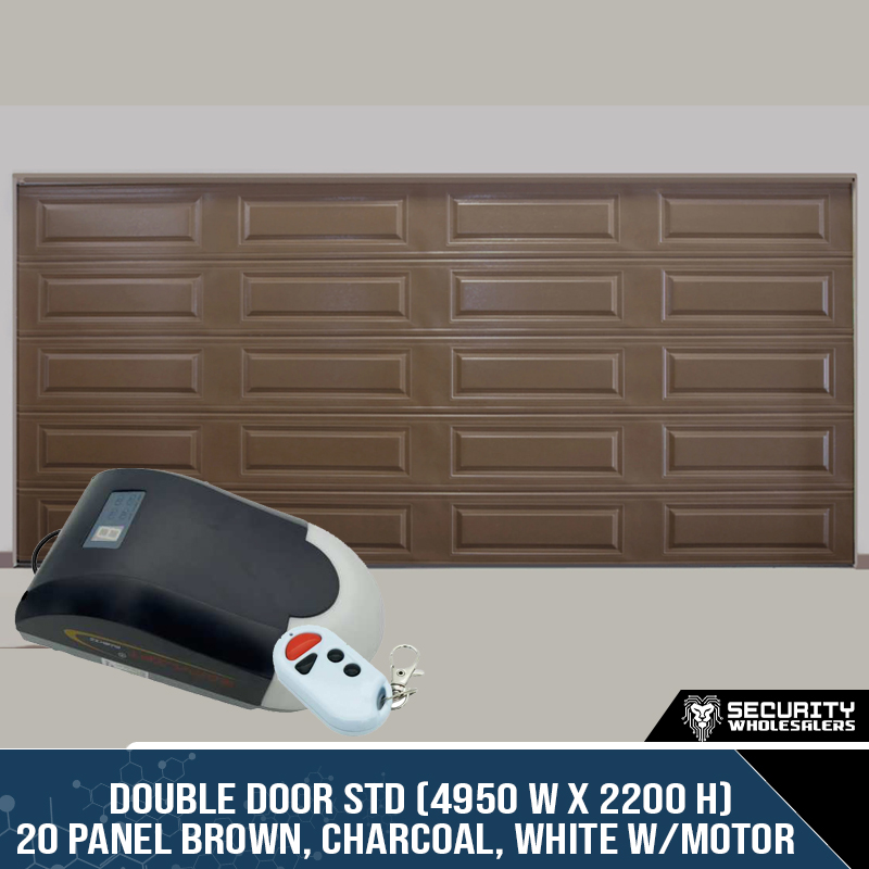 Double Door STD (4950 W x 2200 H) 20 Panel Brown, Charcoal, White With Motor